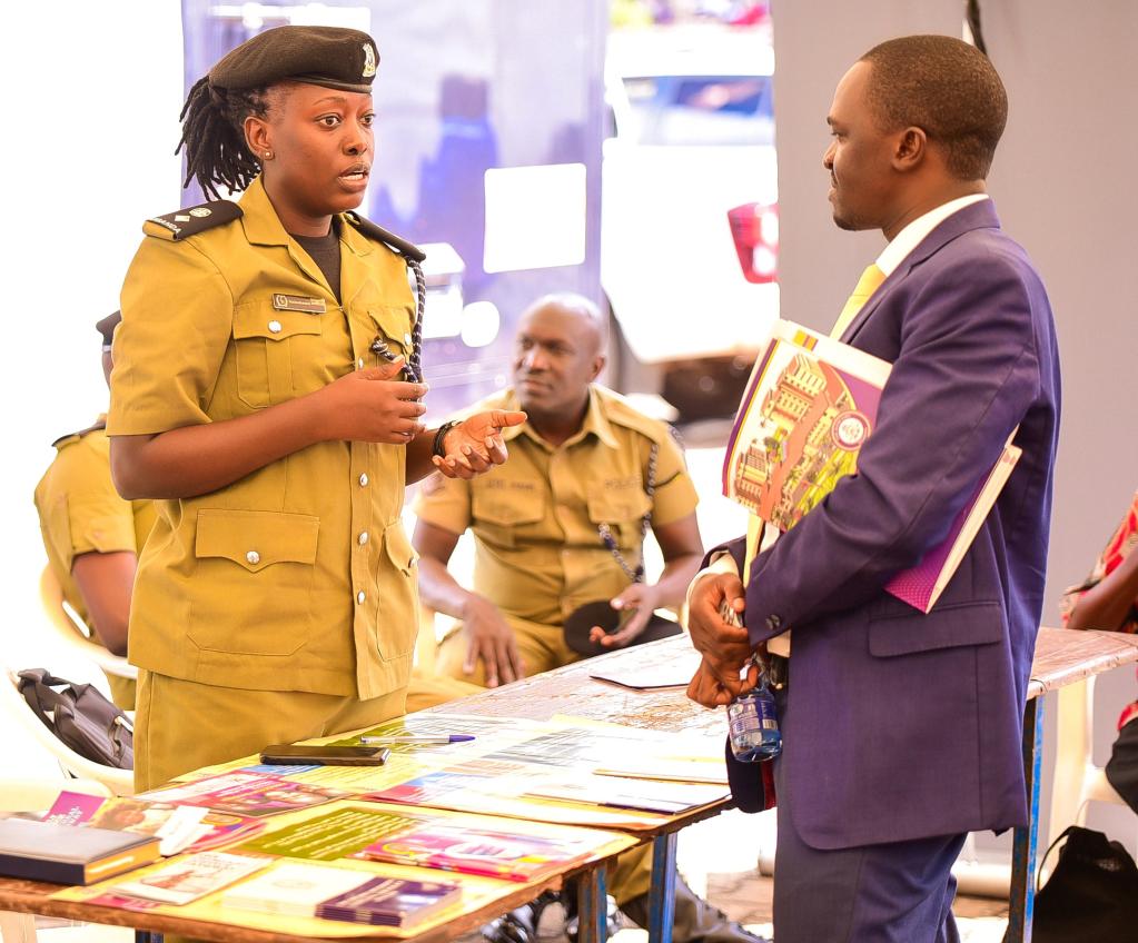 A participant interacts with a police officer