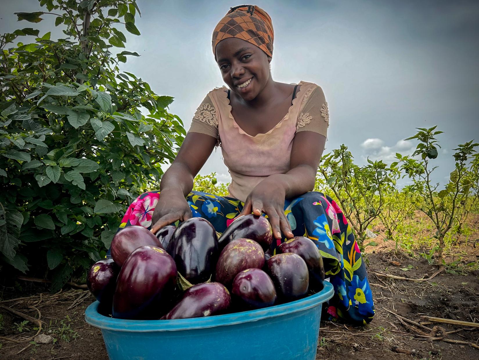 Yvette with her eggplants