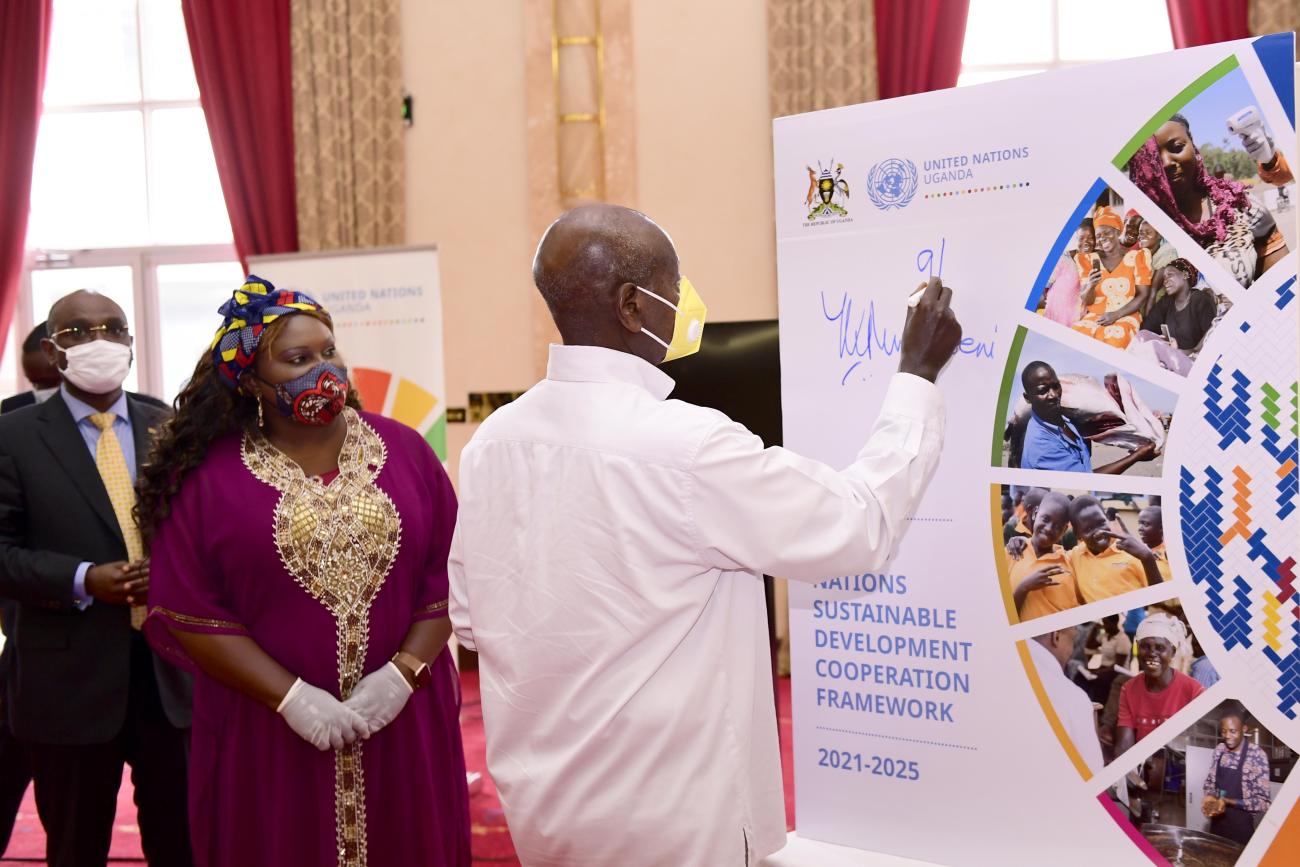 President Yoweri Museveni launching the UN Sustainable Development Cooperation Framework 2021-2025