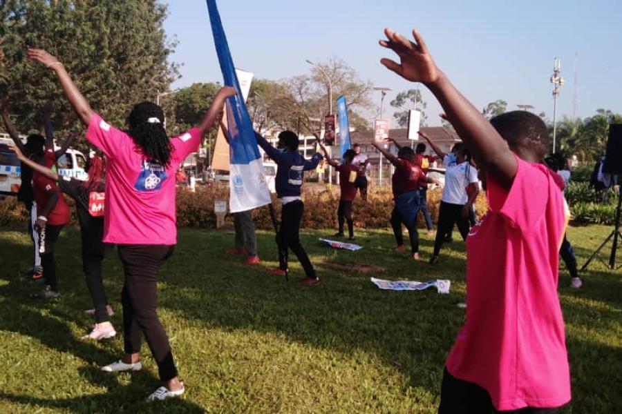 Flash mob promoting SDGs at Garden City round-about in Kampala