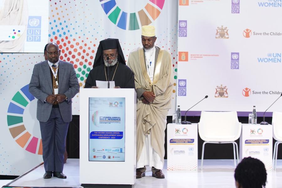 Religious Leaders praying during the Second Uganda Annual SDG Conference was held on 22nd June 2023
